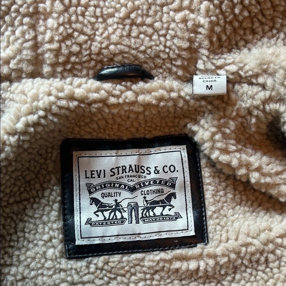 Levi's Brown and Cream Faux Leather Jacket - Picture 2 of 4